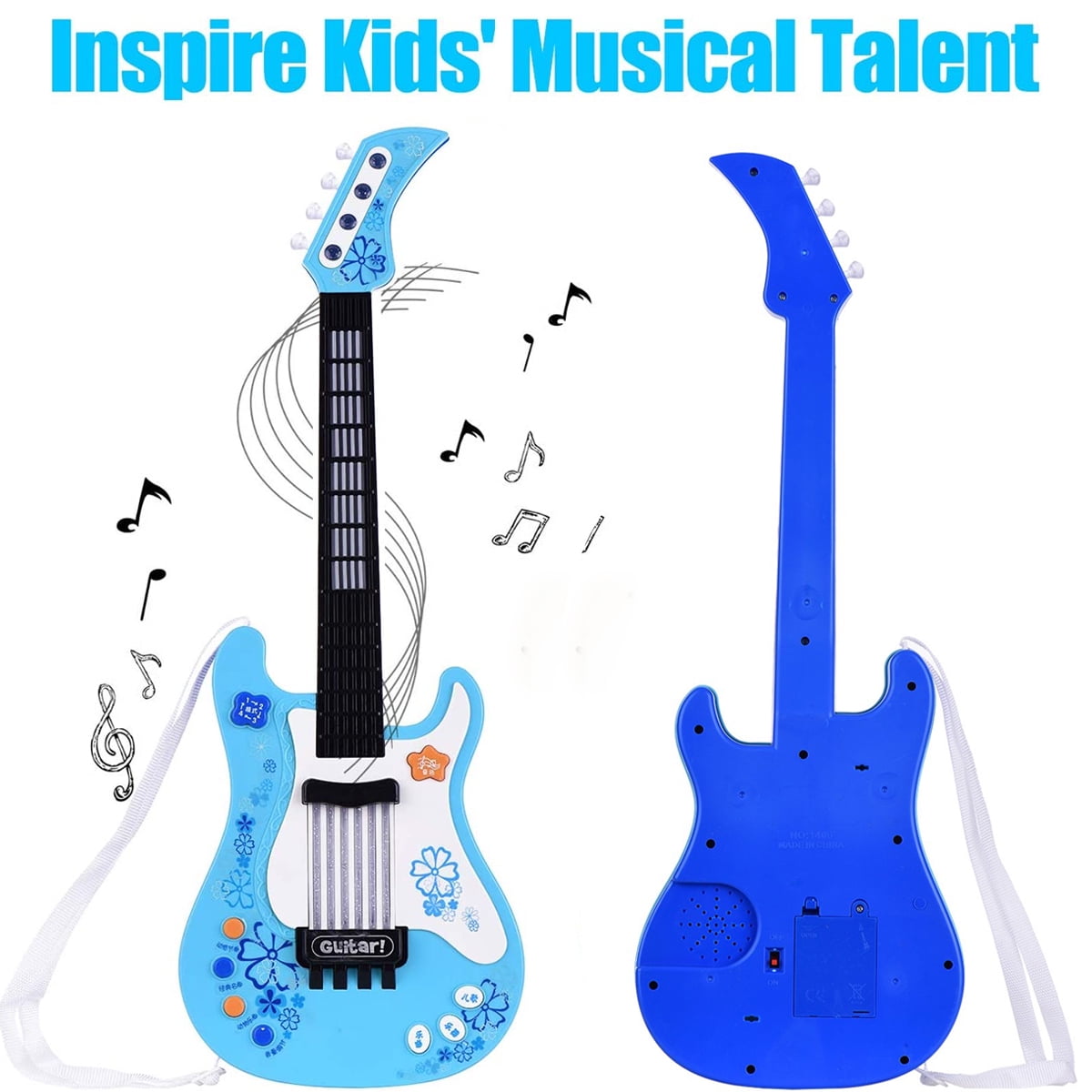 Kids Little Guitar,Kids Guitar for Boys with Rhythm Lights and Sounds,Fun Baby Educational Musical Instruments,Fixdono Music Electric Guitar Toy for Toddlers Children 3 4 5 Year Old Boys Girls,Blue