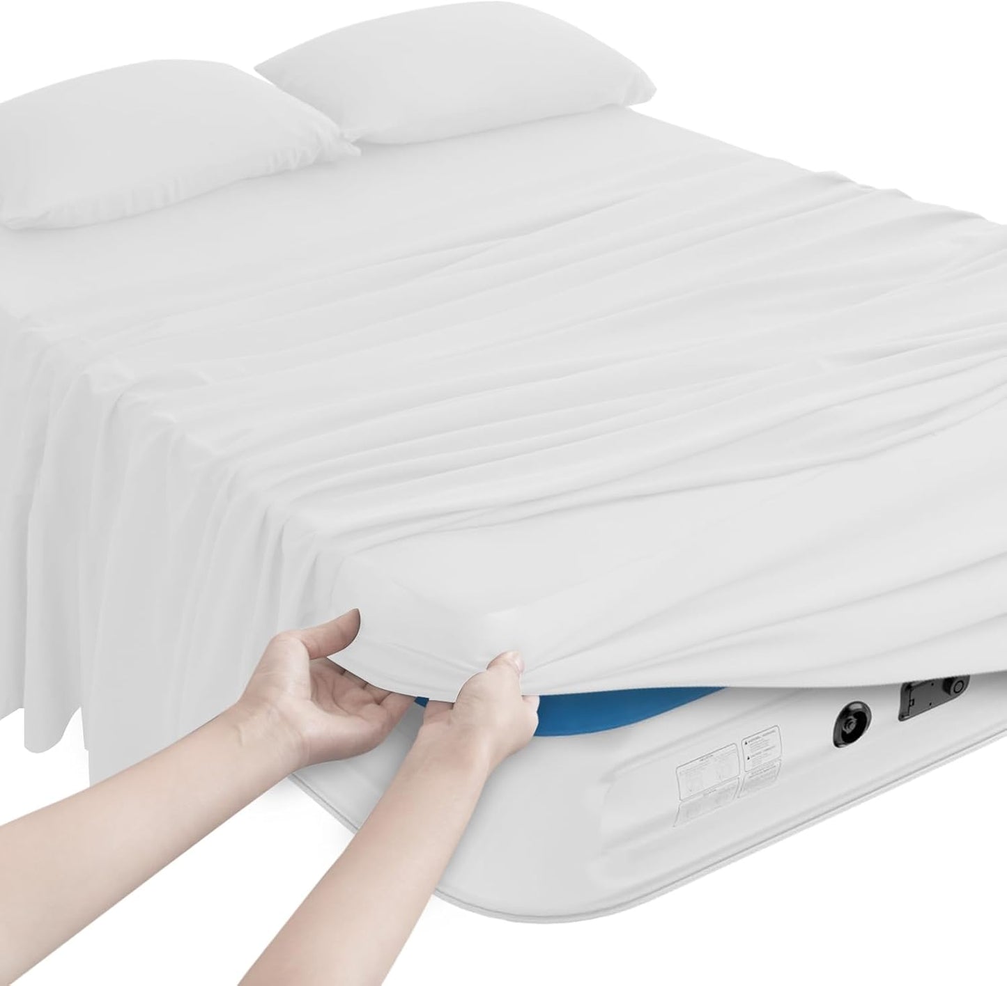 Queen Sheet Set for Air Mattress - 4 Piece Queen Sheet Set Deep Pocket Up to 24 Inches