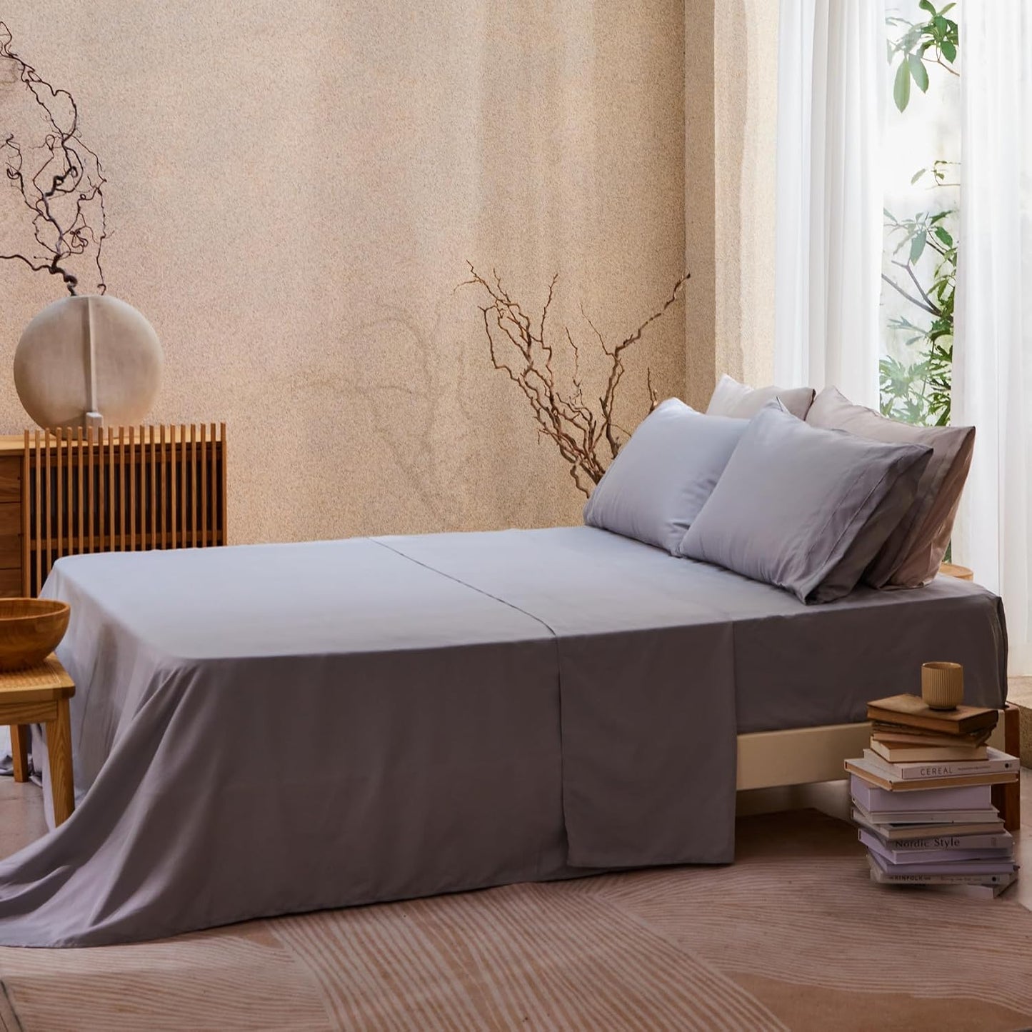 Queen Bed Sheet Set, Super Soft Microfiber Luxury 4 Piece Bedding Sheets & Pillowcases