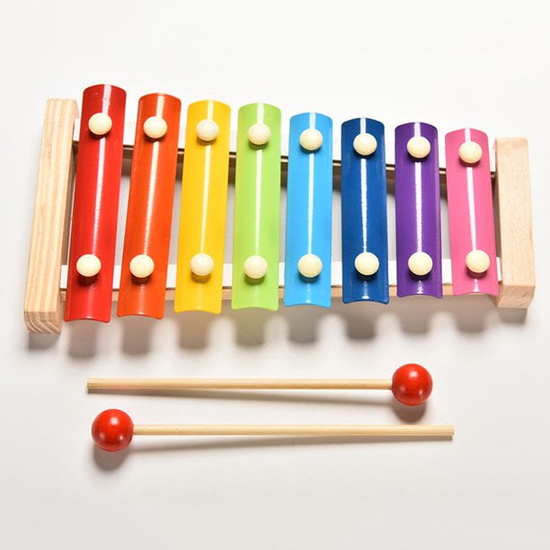 Fixdono Wooden Xylophone Children's Musical Instruments Toy, Wooden 8 Keys Hand Knock with Mallets Preschool Educational Toys, Great Gift for Kids Girls and Boys Toddlers Ages 3+