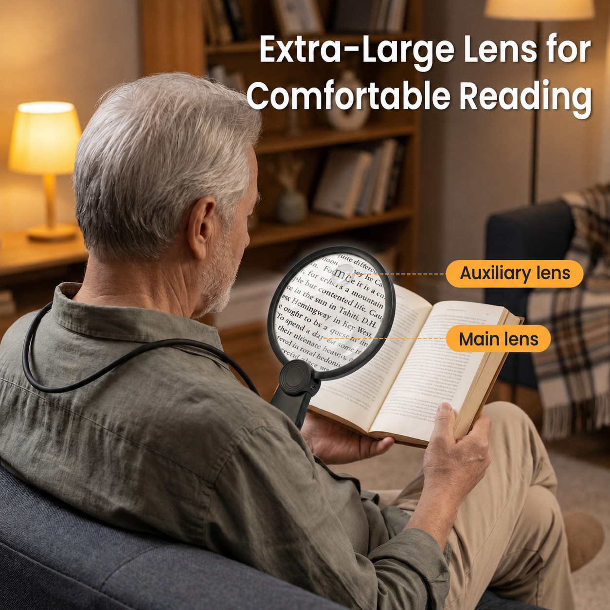 Hands Free Magnifying Glass with Light for Close Work, Reading, Sewing, Knitting, Magnifier for Seniors & Low Vision