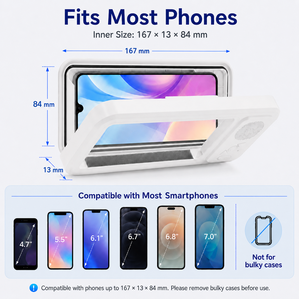 CreWear Shower Phone Holder with Speaker, Bluetooth 5.2 Waterproof Bathroom Phone Stand, White