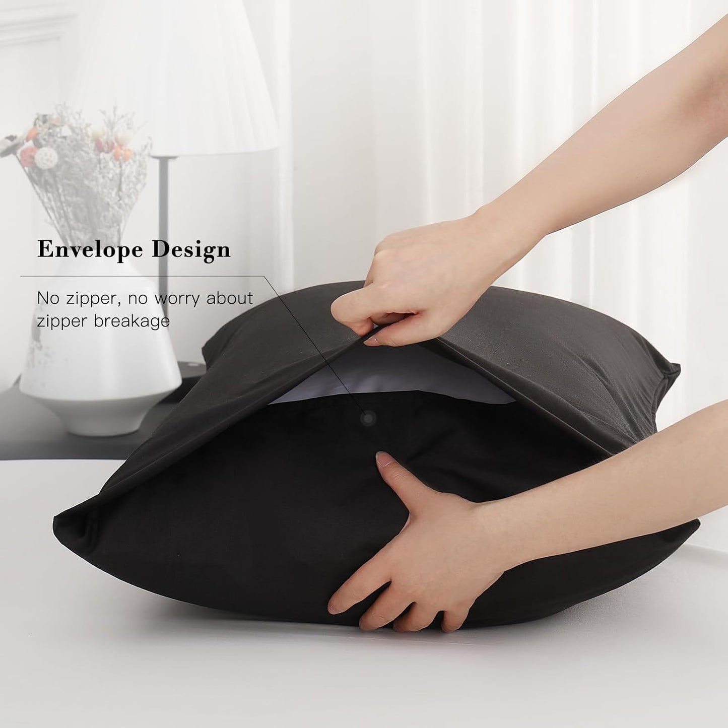 Pillow Cases Queen Size Set of 2, Brushed Microfiber Pillowcases 2 Pack with Envelope Closure