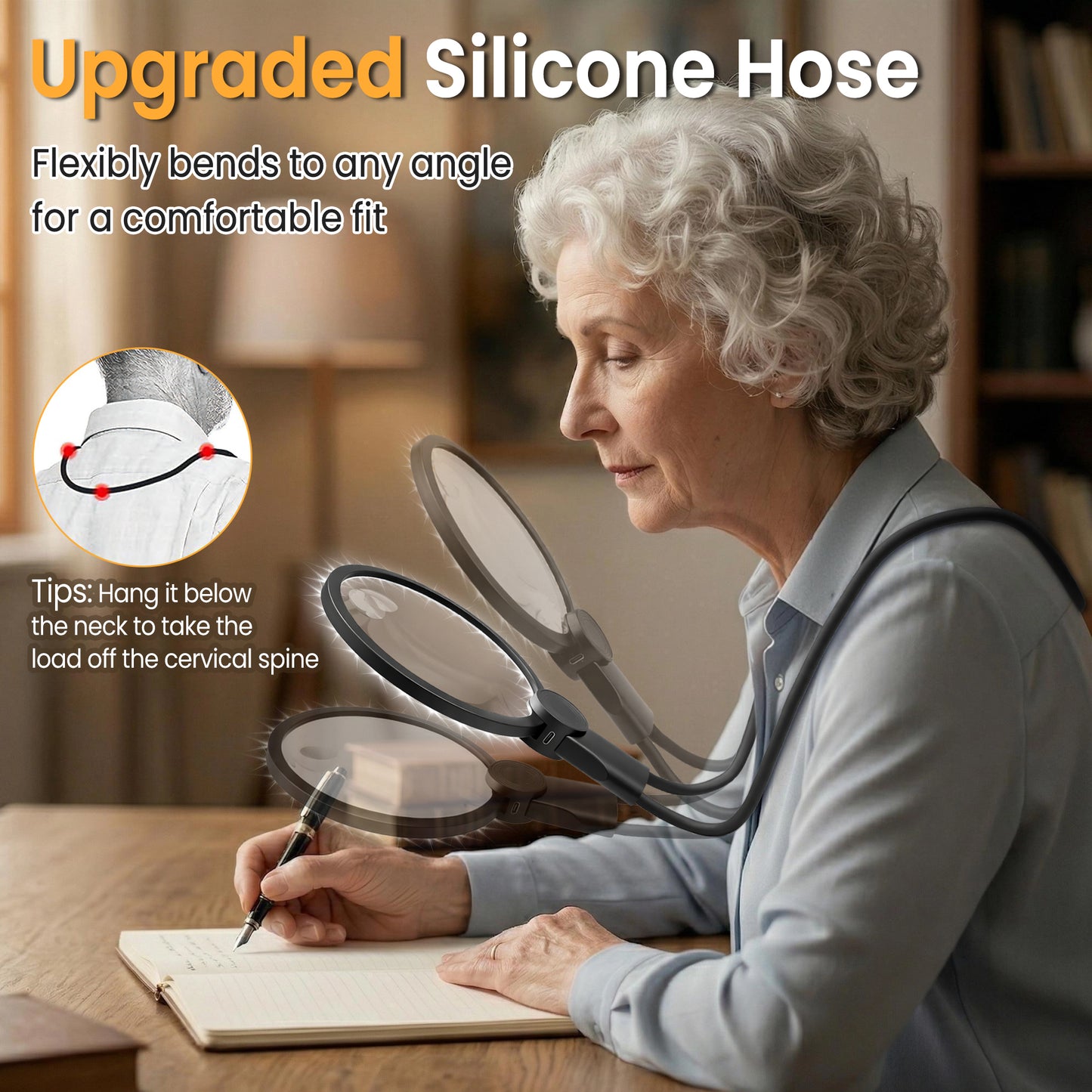 Hands Free Magnifying Glass with Light for Close Work, Reading, Sewing, Knitting, Magnifier for Seniors & Low Vision