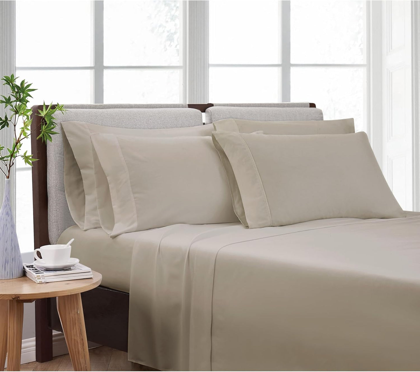Solid Khaki Twin XL 4-Piece Sheet Set – Soft, Durable, and Stylish