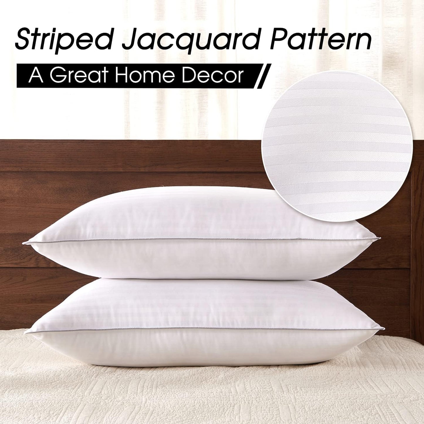 King Size Bed Pillow - 2 Pack Hotel Collection Super Soft Down Alternative Pillow for Sleeping, 20x36 Inches