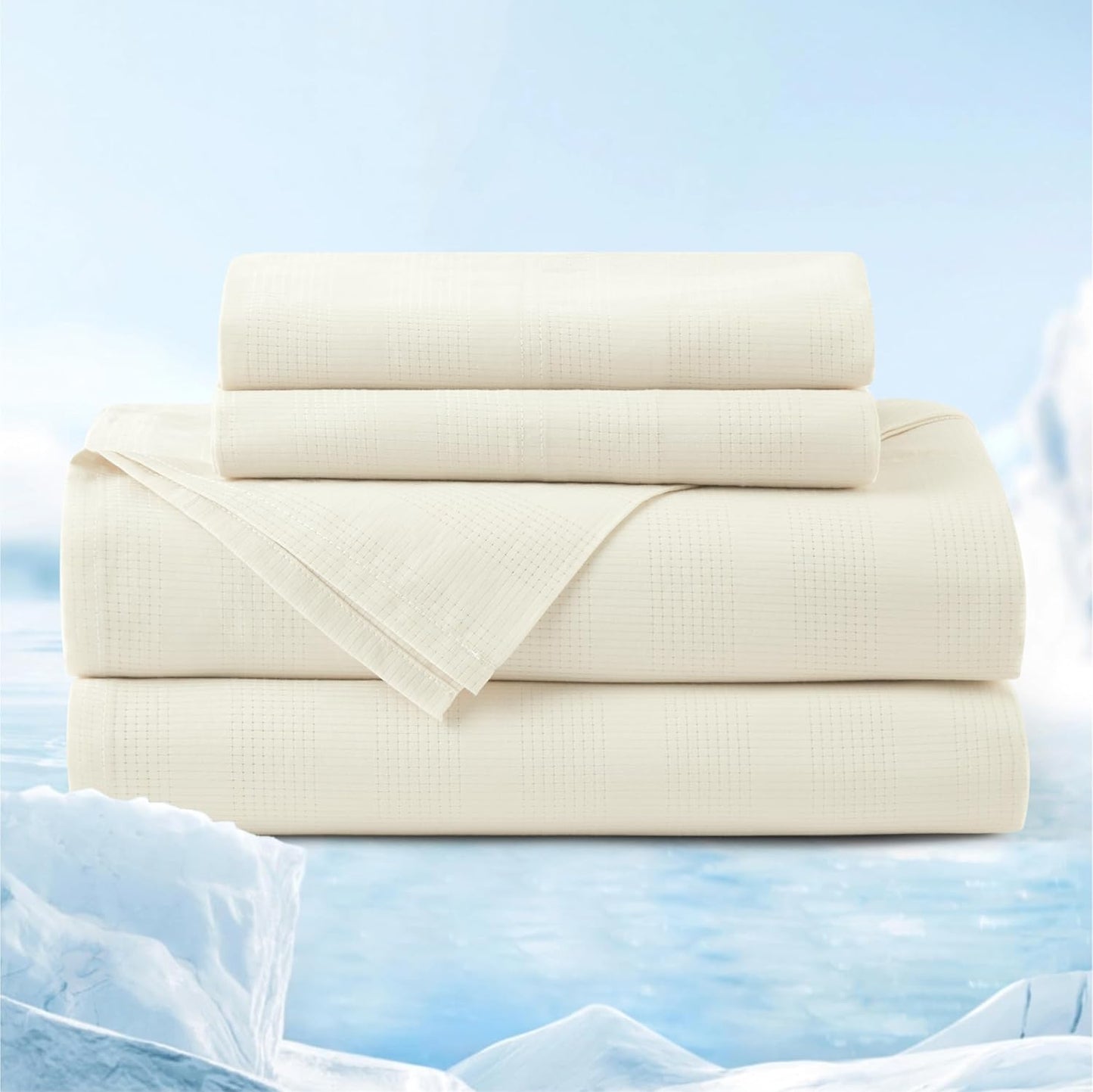 Cooling Sheets for Hot Sleepers, Lyocell Cotton Queen Size Sheets, Temperature Regulating, GentleSoft™ & Breathable, Deep Pocket, 4 Pieces
