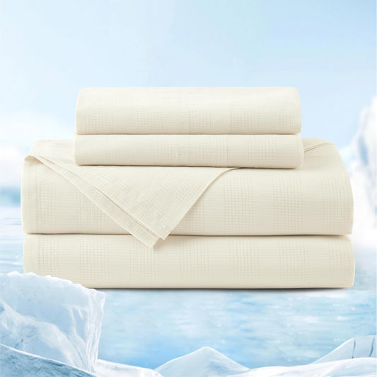 Cooling Sheets for Hot Sleepers, Lyocell Cotton Queen Size Sheets, Temperature Regulating, GentleSoft™ & Breathable, Deep Pocket, 4 Pieces