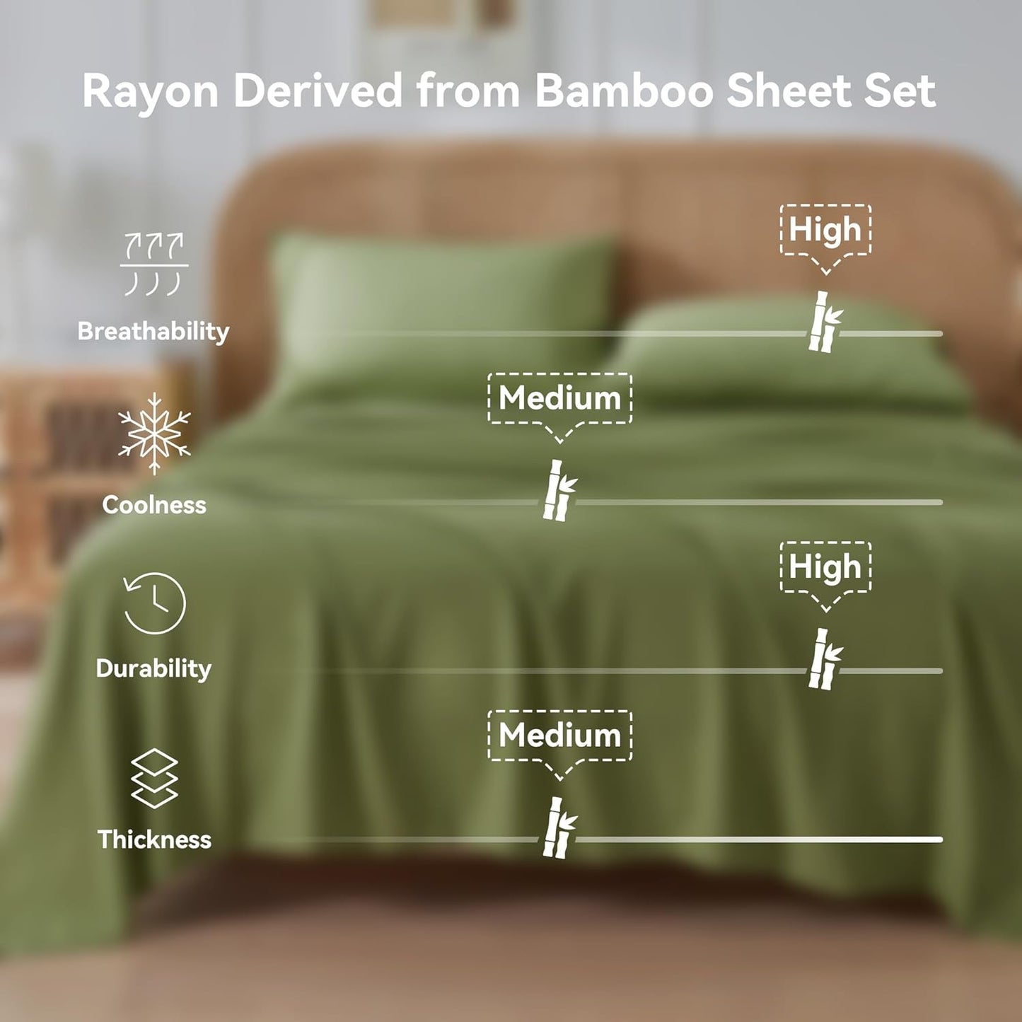 4 Pieces Cooling Queen Sheets Set, Breathable & Wrinkle Free - 16" Deep Pockets Bedding Sheets & Pillowcases
