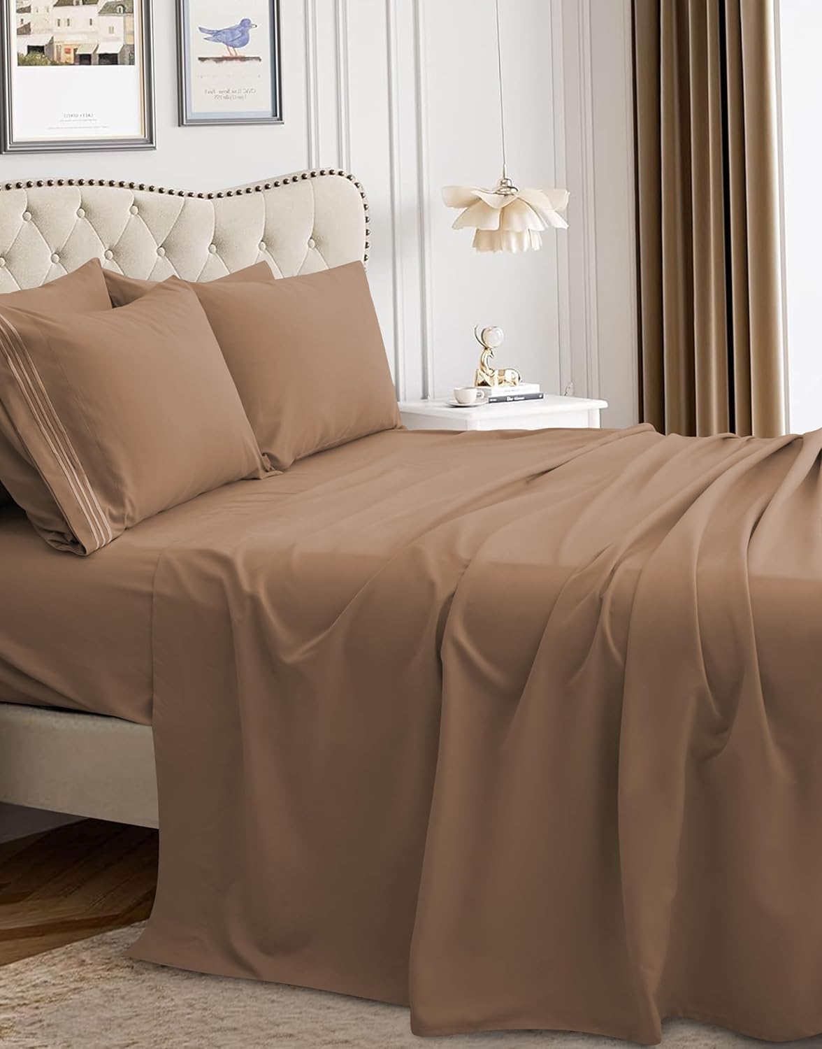 Queen 4-Piece Sheet Set -Easy-Fit, Wrinkle, Fade Resistant Bed Sheets and Pillowcases