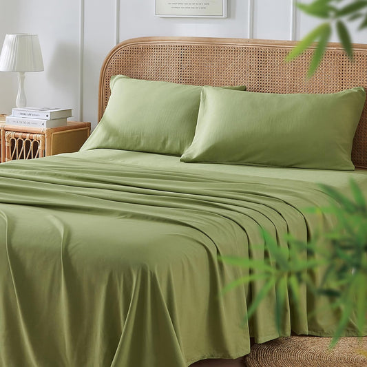 4 Pieces Cooling Queen Sheets Set, Breathable & Wrinkle Free - 16" Deep Pockets Bedding Sheets & Pillowcases
