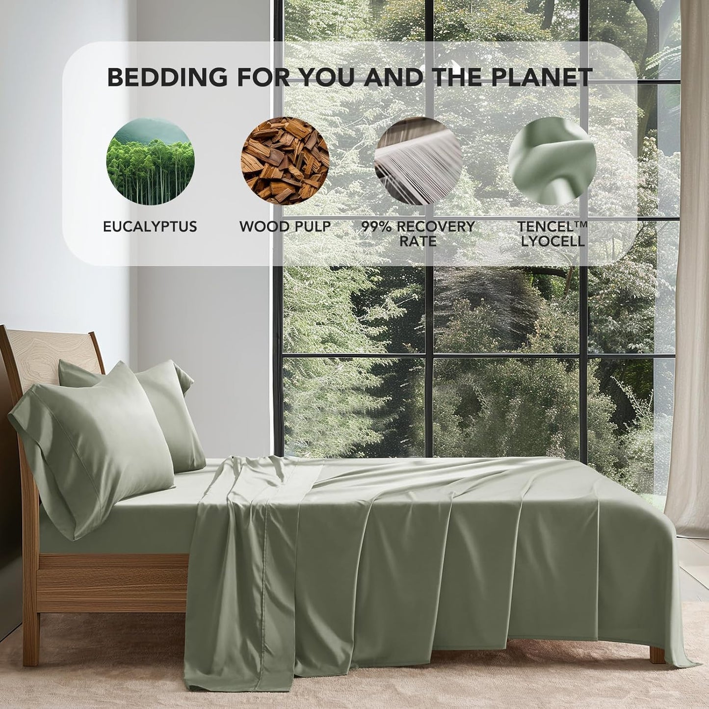 Sheet Set King Size 4 Pieces，Soft Cooling Bed Sheets for Hot Sleepers
