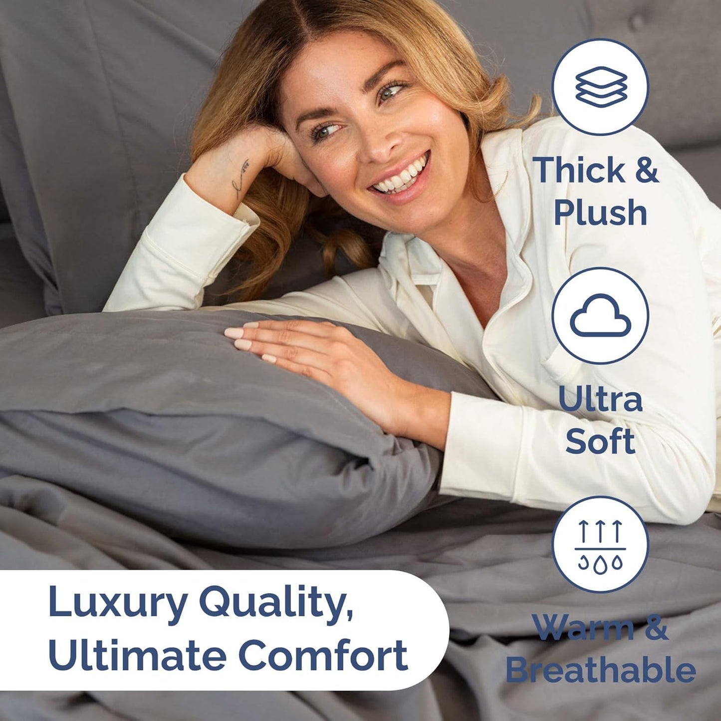 Queen Size 4 Piece Sheet Set, Soft, Warm and Wrinkle Free - Dark Grey