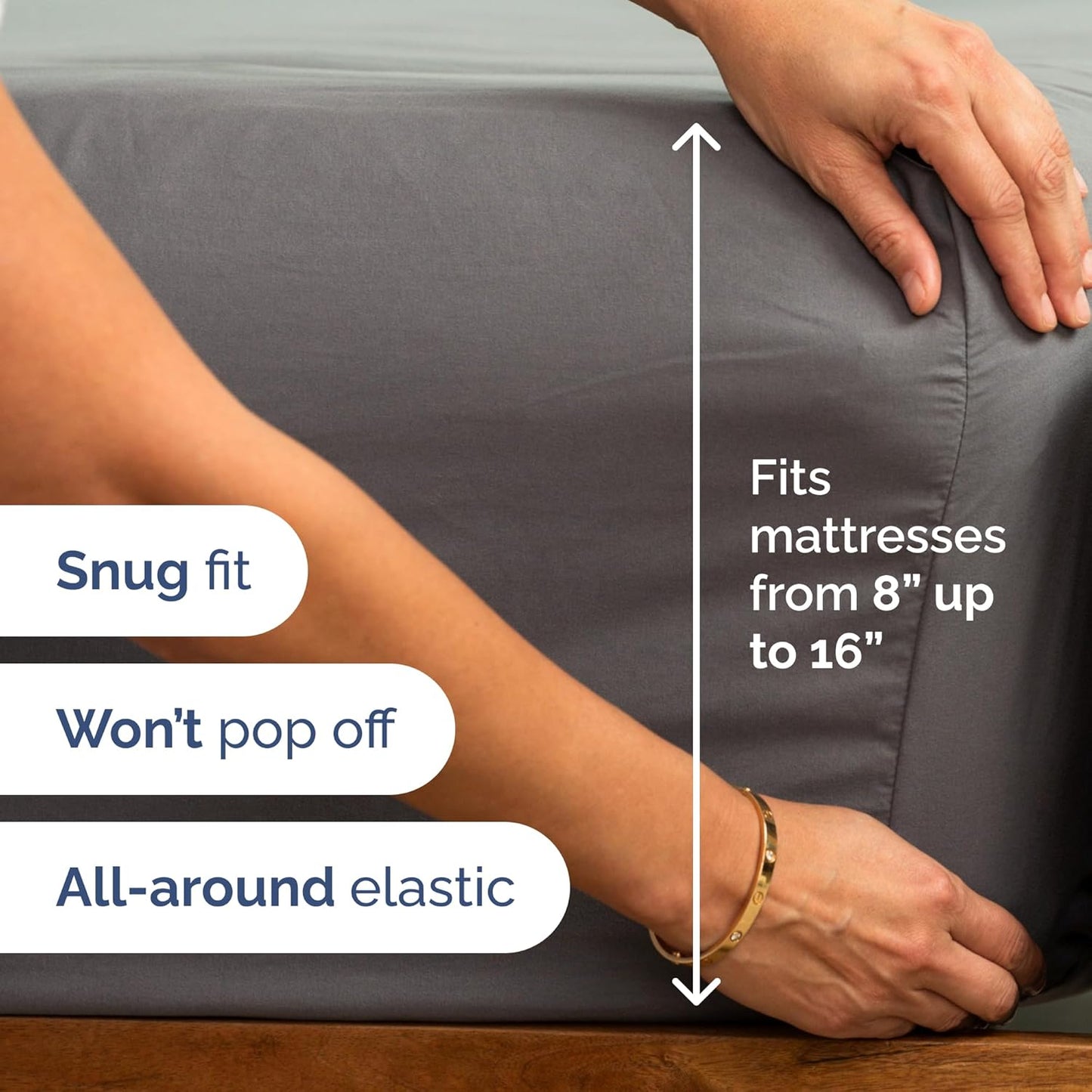 Queen Size 4 Piece Sheet Set, Soft, Warm and Wrinkle Free - Dark Grey