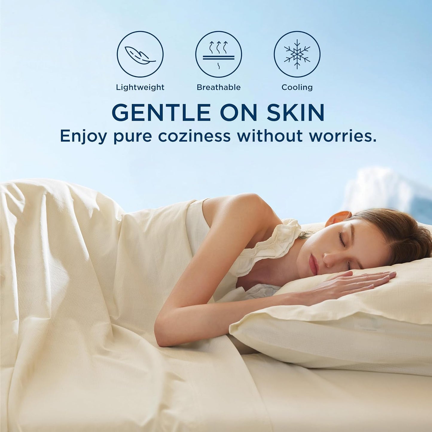 Cooling Sheets for Hot Sleepers, Lyocell Cotton Queen Size Sheets, Temperature Regulating, GentleSoft™ & Breathable, Deep Pocket, 4 Pieces