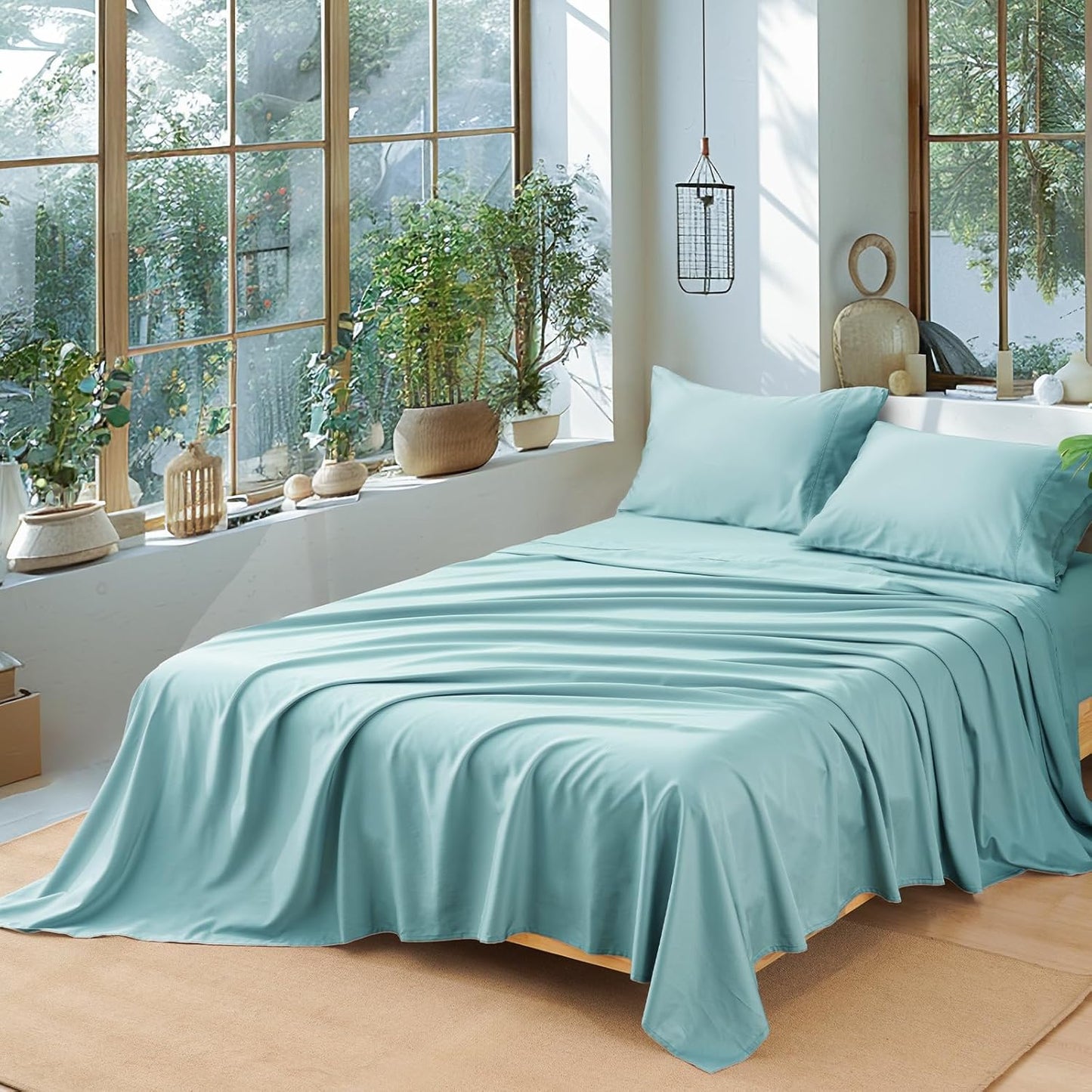 4 Pieces Silky and Breathable Bed Sheets with Deep Pocket