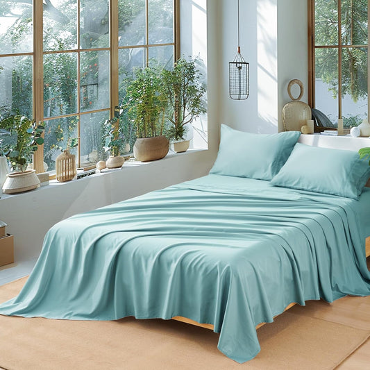 4 Pieces Silky and Breathable Bed Sheets with Deep Pocket