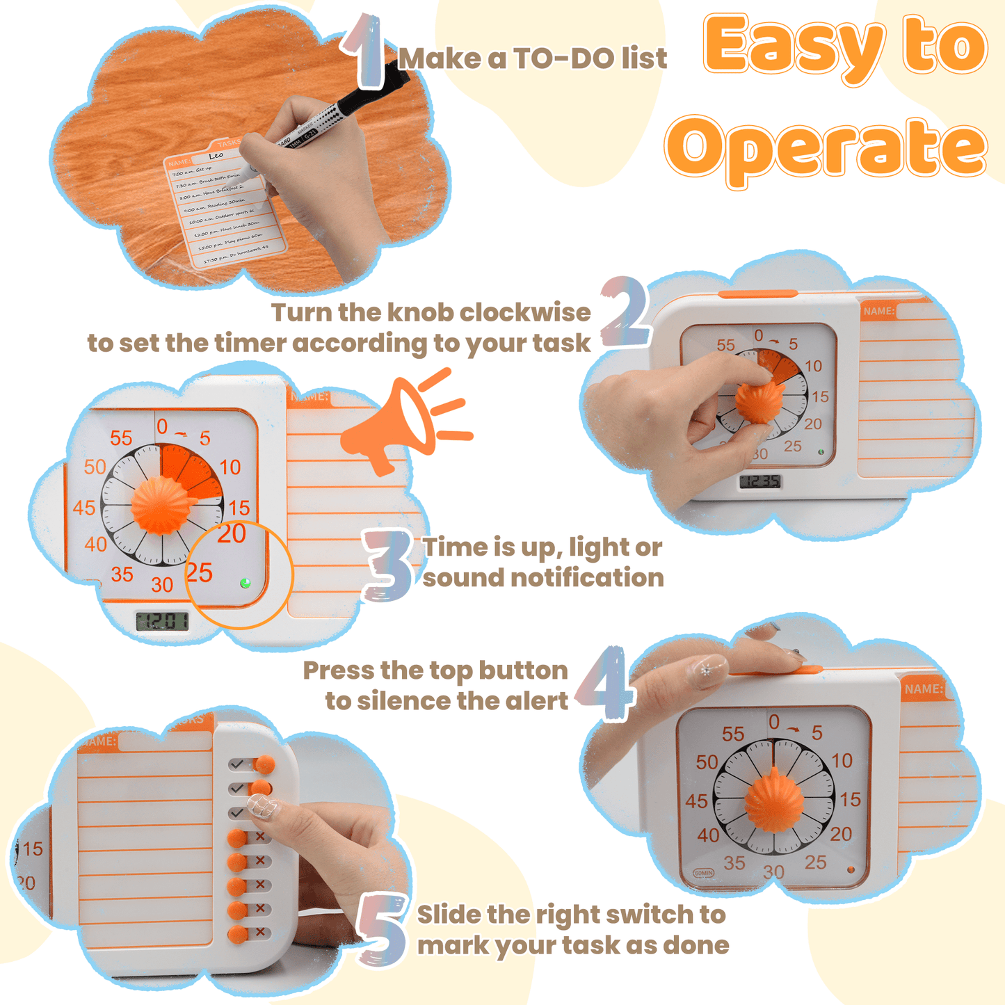 Chargeable Task Timer, to-do List with Visual Timer for Adults and Students, Daily Chore Board for Kids, 60-Minute Visual Timer for Classroom, Office and Home, Time Management Tool