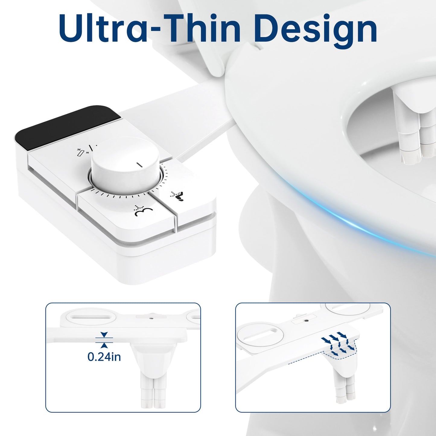 Bidet Attachment for Toilet Self Cleaning Dual Nozzles, Adjustable Water Pressure, Feminine & Rear Wash, Non-Electric Fresh Water Bidet Toilet Seat Attachment B021