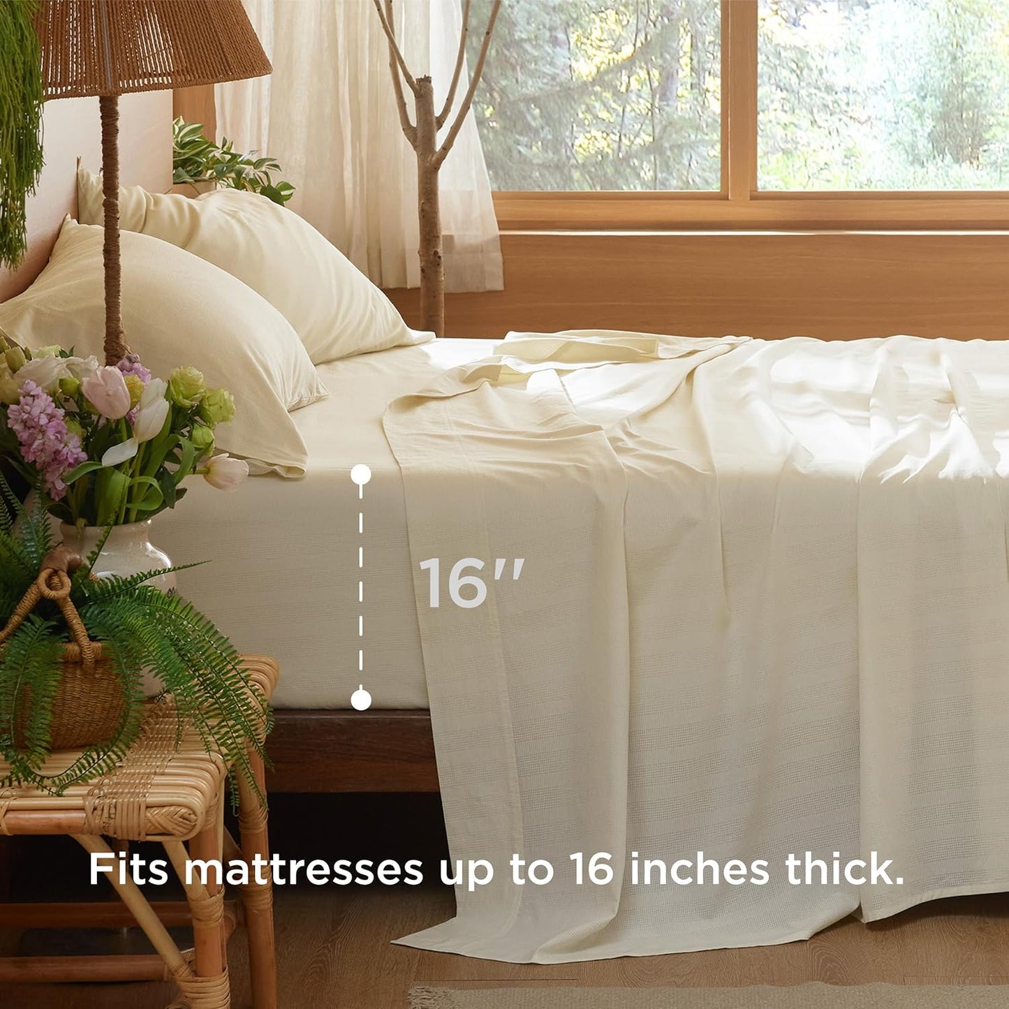Cooling Sheets for Hot Sleepers, Lyocell Cotton Queen Size Sheets, Temperature Regulating, GentleSoft™ & Breathable, Deep Pocket, 4 Pieces
