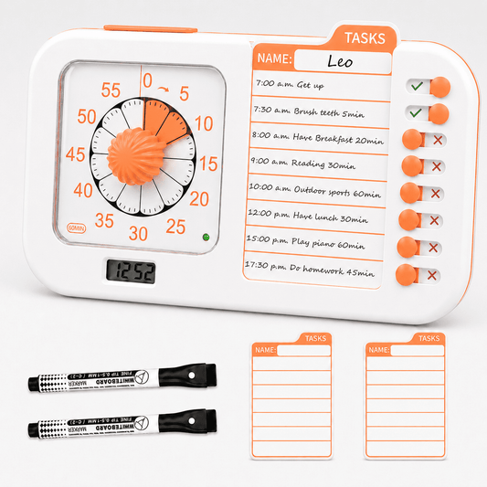 3-in-1 Task Timer, Visual Timer for Kids, ADHD Timer with Planing Board for Students and Adults, Dry Erase Board ＆ Daily Chore Chart for Home,School,Classroom, ADHD, Autism Time Management Tool