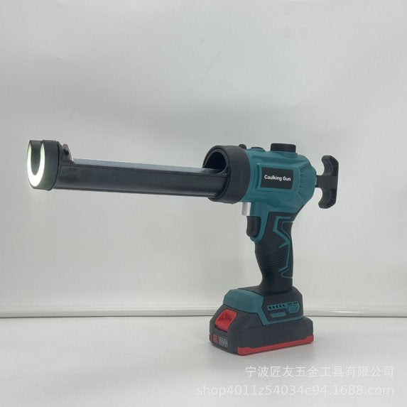 Electric Caulk Gun with 2x2000mAh Batteries, Drip-Proof Cordless Caulking Gun with LED Light, Adjustable Speed ＆ 300KG Thrust, 10oz Caulk Gun for Filling, Sealing