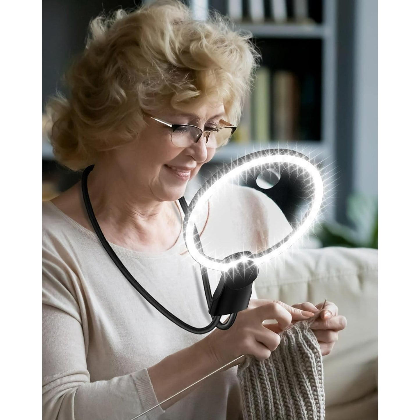 Hands Free Magnifying Glass with Light for Close Work, Reading, Sewing, Knitting, Magnifier for Seniors & Low Vision