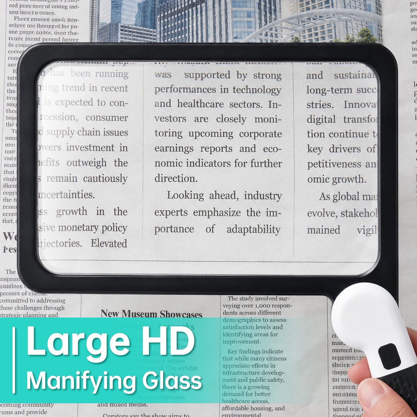 Magnifying Glass with Light, Handheld Full Page Magnifier for Reading, Large Folding Lighted Magnifier for Seniors