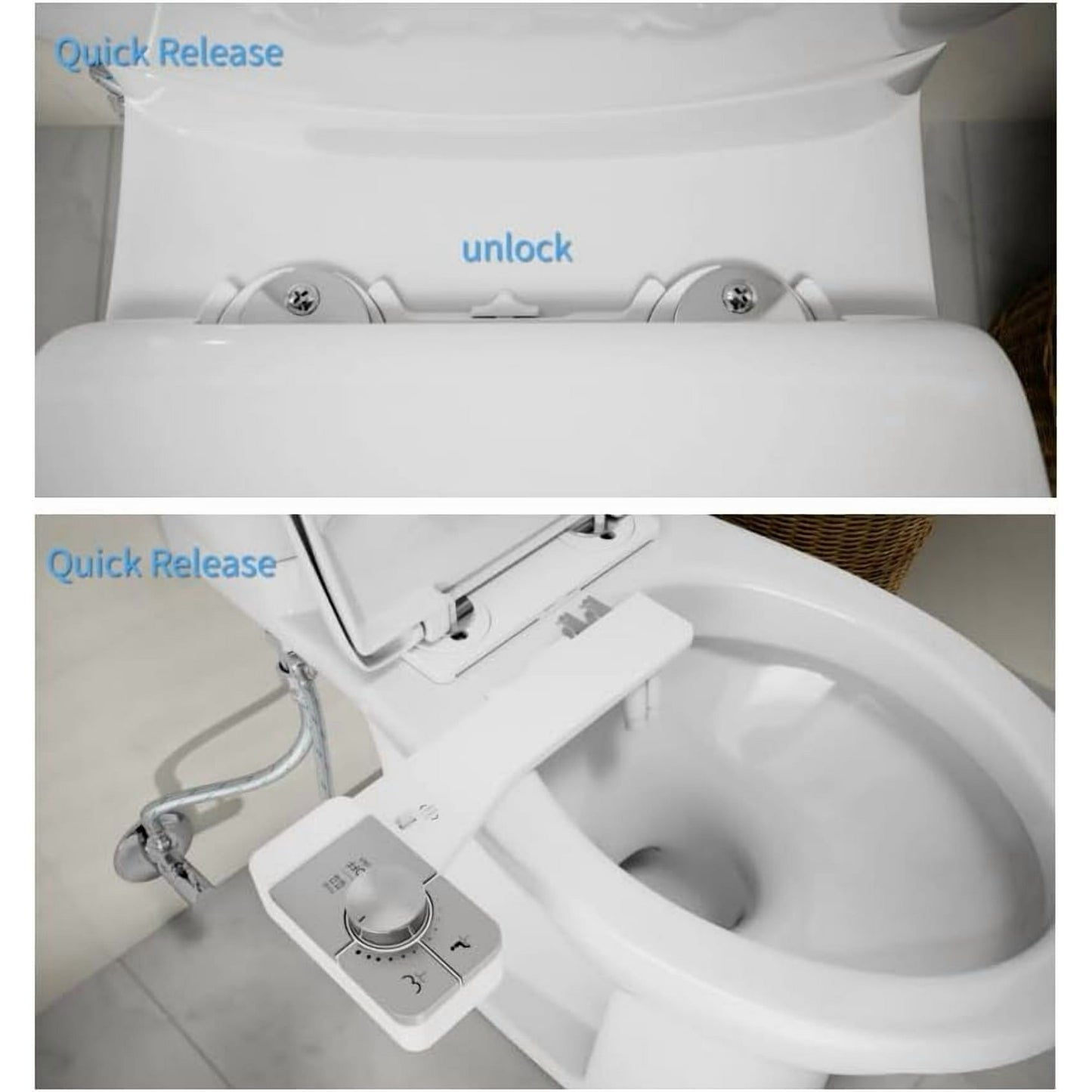 Upgrade Bidet Attachment for Toilet Seat, Adjustable Angle＆Water Pressure, Non-Electric Bidet Attachment for Feminine & Rear Wash, Fresh Cold Water Bidet Toilet Seat Attachment B020